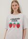 Grey stretch cotton nightshirt regular fit with strawberries_0