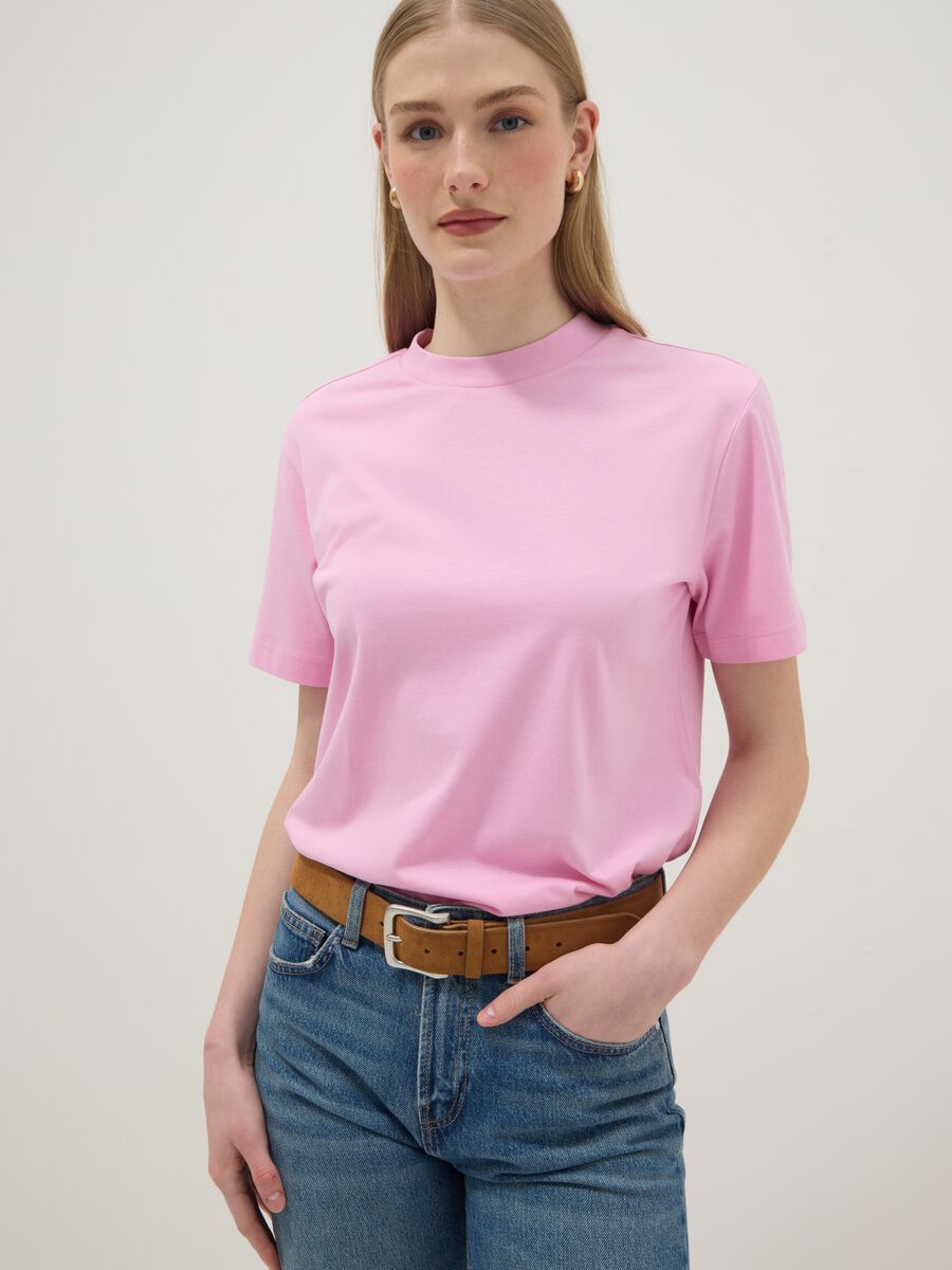T-shirt in puro cotone rosa regular fit_0