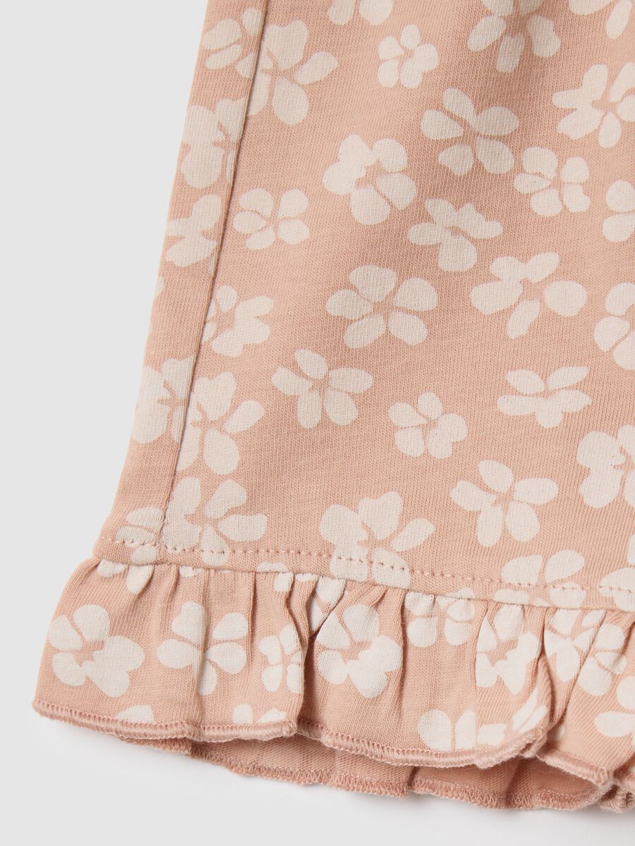 Shorts da bambina in puro cotone multicolor regular fit con volant_3