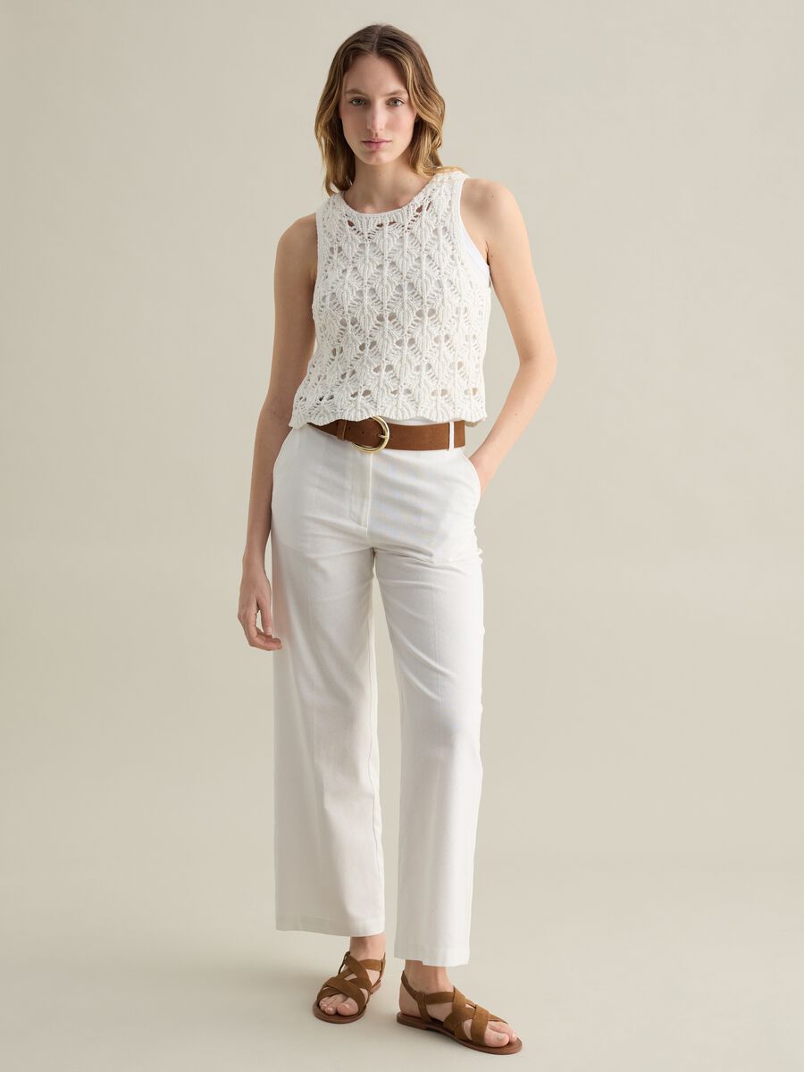 Wide-leg chino trousers_0