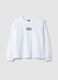 White relaxed-fit sweatshirt in pure organic cotton with ribbed collar_0