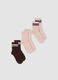 Tripack di calzini rosa e marrone in cotone organico elasticizzato_0