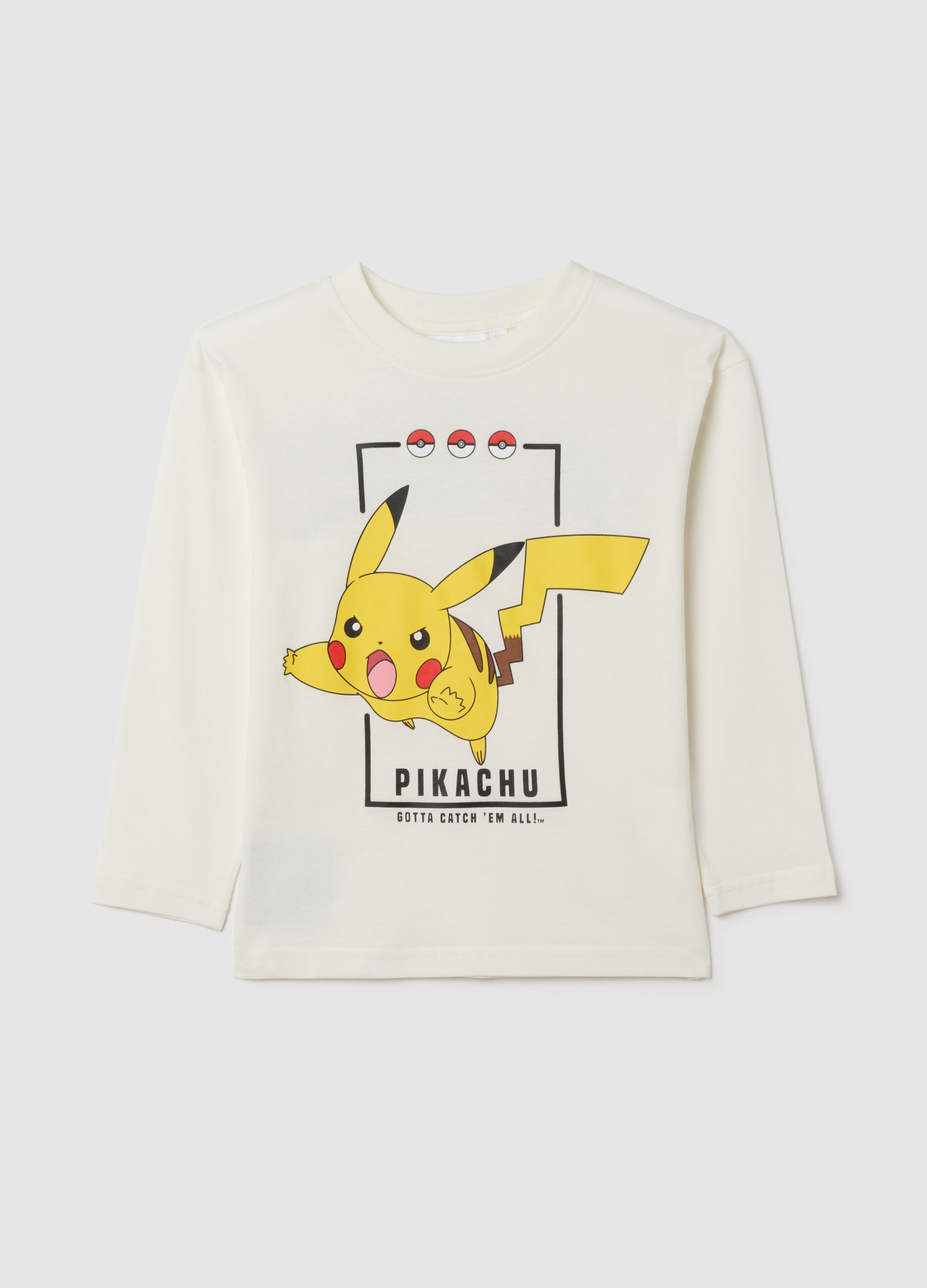 Children's white pure cotton regular fit t-shirt with Pokémon print