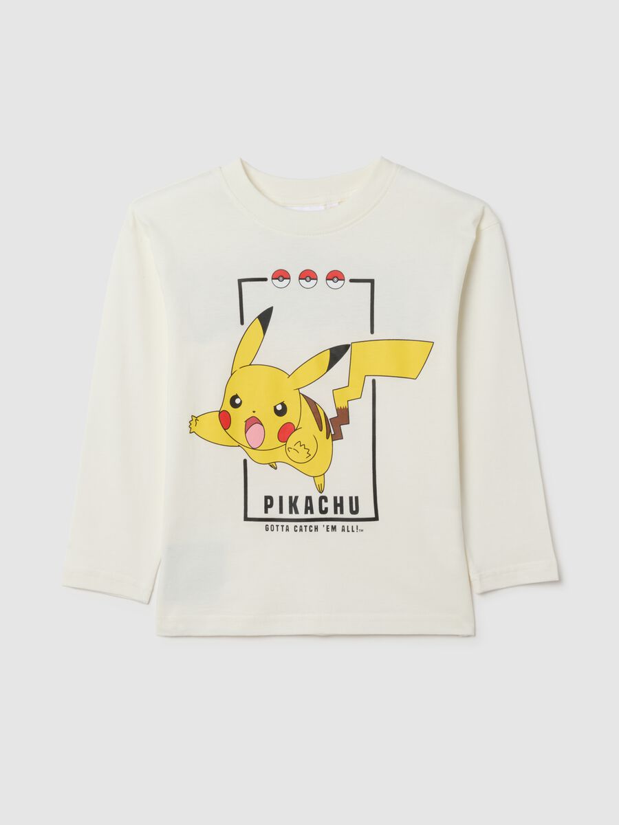 Children's white pure cotton regular fit t-shirt with Pokémon print_0