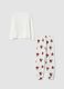 White stretch fabric Minnie print pyjamas with crew neck_1