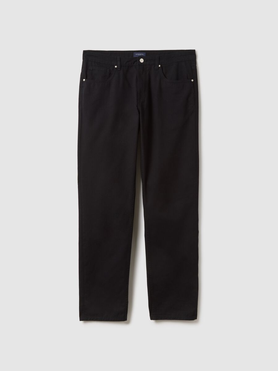 Pantaloni in puro cotone nero regular fit_5