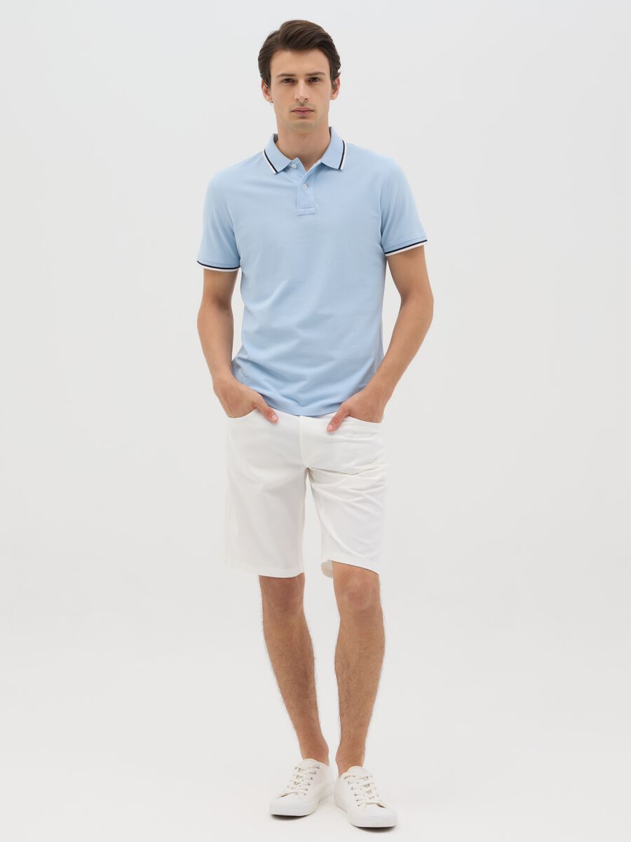 Blue short-sleeve cotton polo shirt_1
