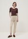 Beige Stretch Cotton Blend Regular Fit Trousers_0