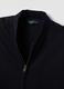 Navy full-zip sweatshirt in stretch piqu&eacute; with ribbed collar_1