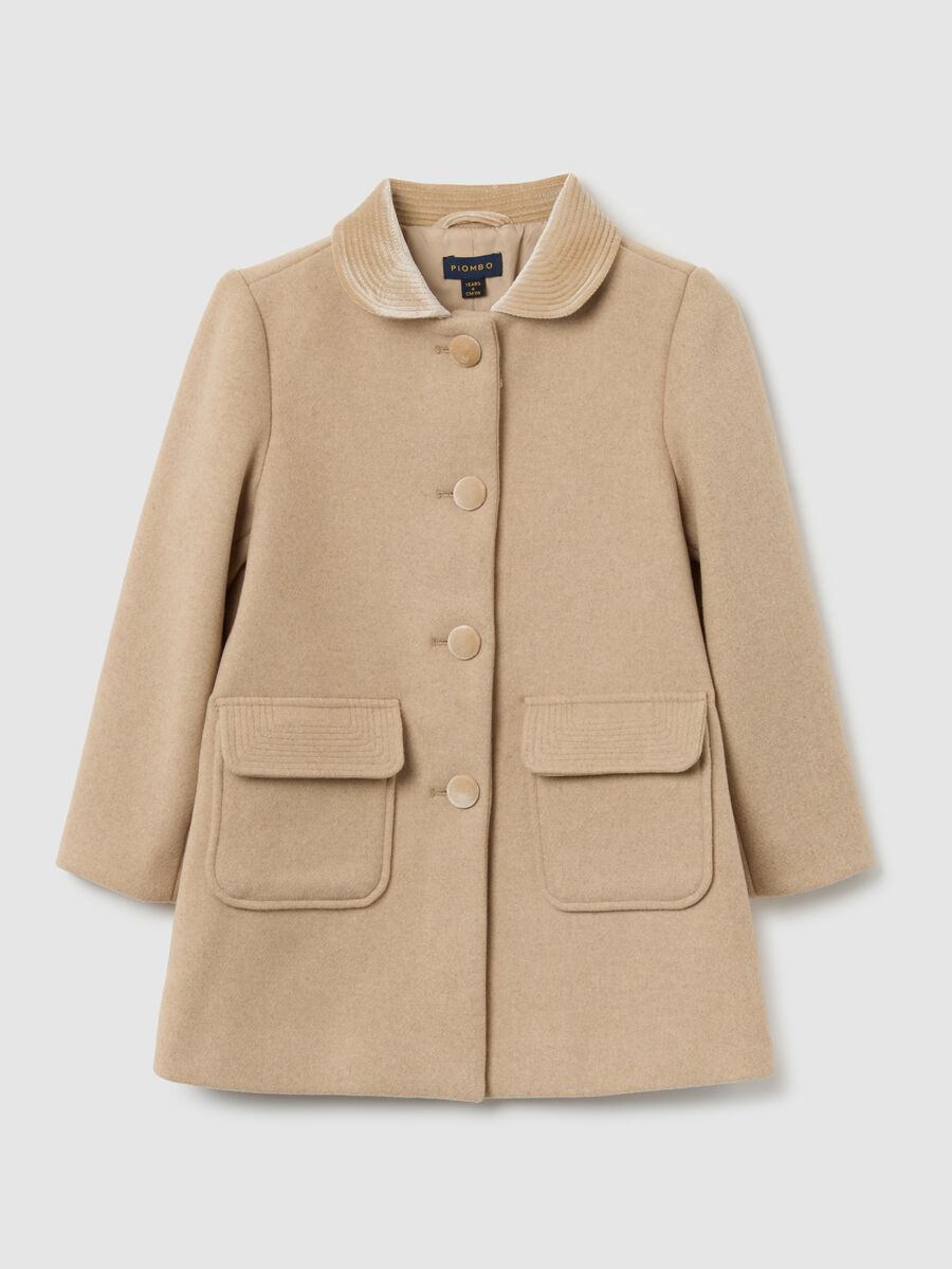 Girls' beige regular fit coat with buttons_3