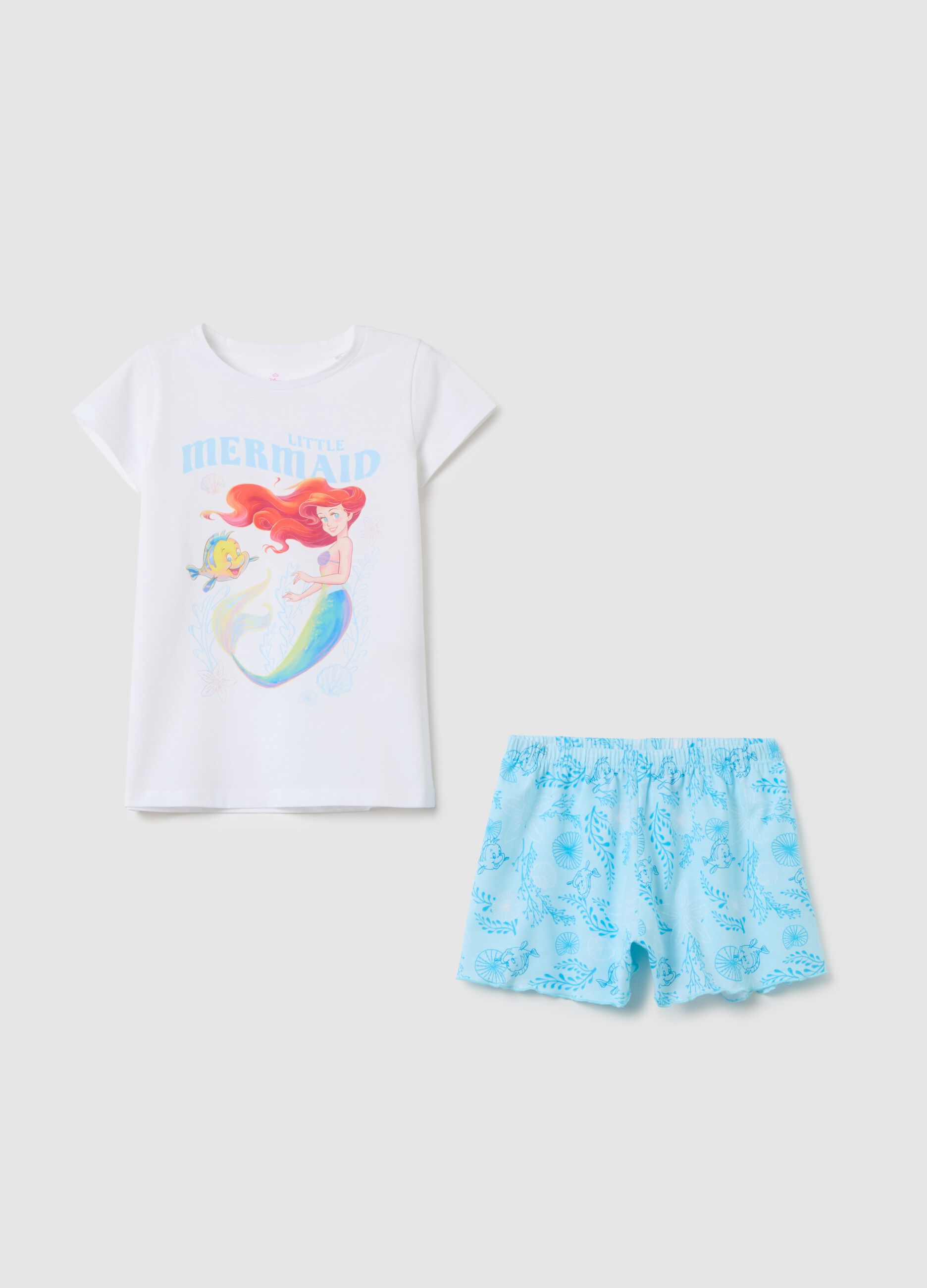 Pigiama da bambina in puro cotone bianco regular fit