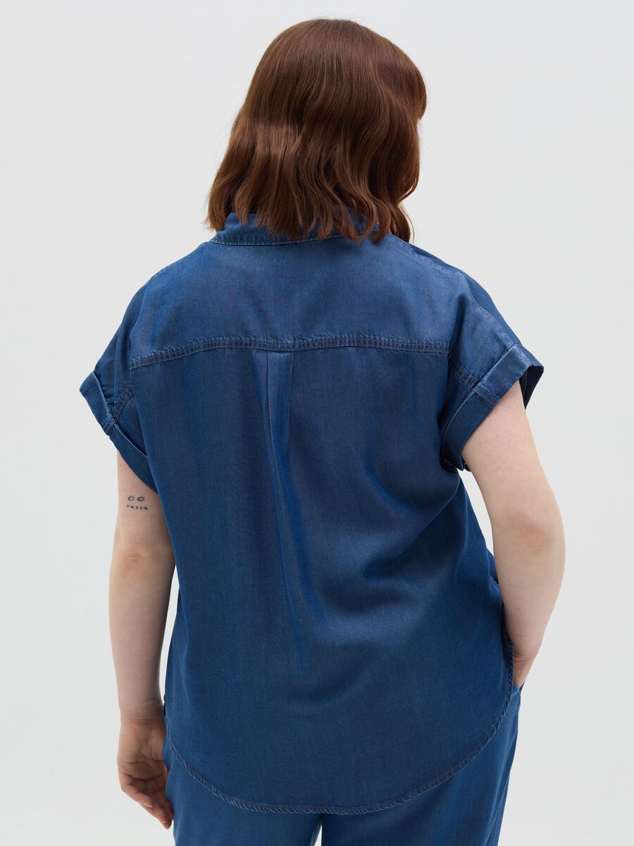 Curvy blue shirt with denim effect_3