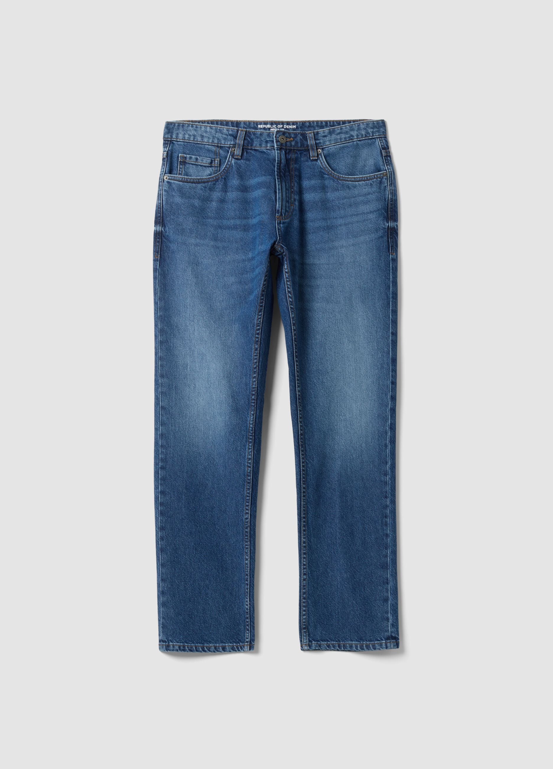 Regular-fit pure cotton denim jeans