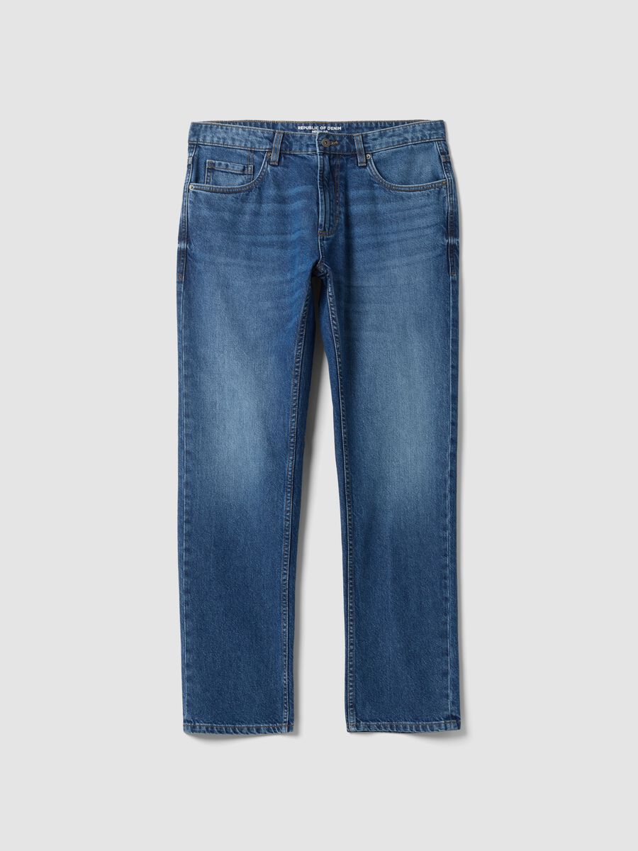 Regular-fit pure cotton denim jeans_0