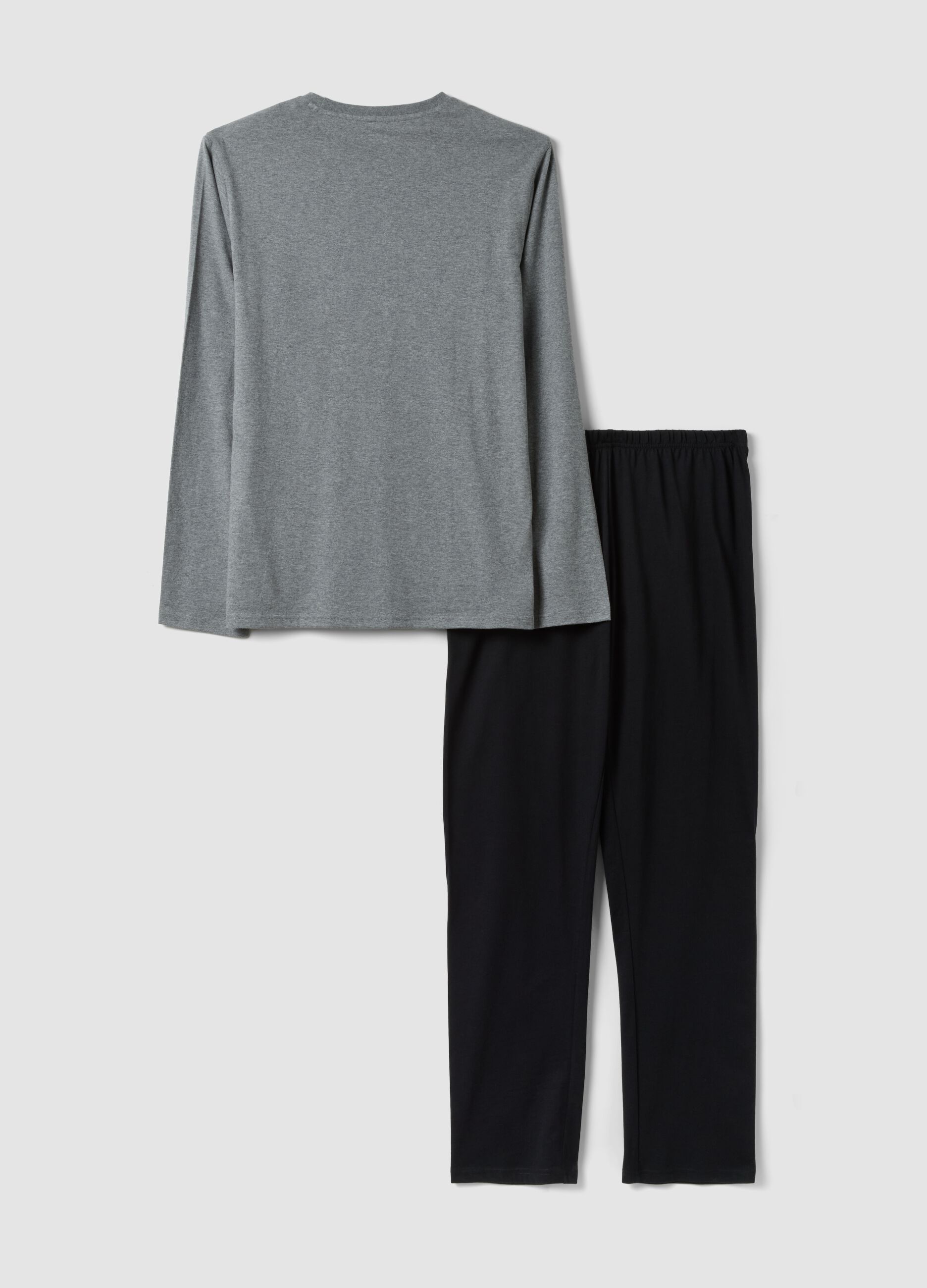 Grey organic cotton pyjamas with long-sleeved top