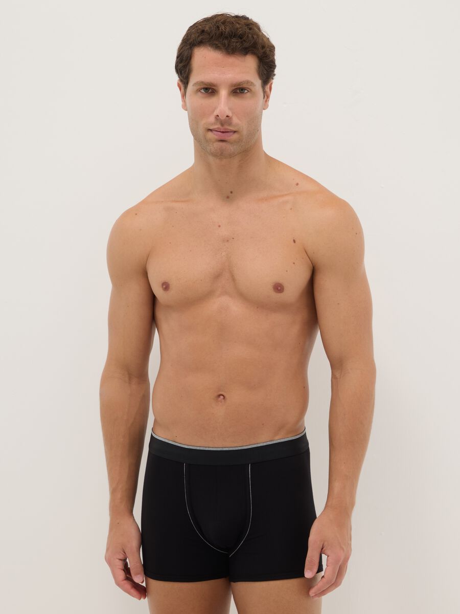Twin pack regular fit black stretch cotton boxers_0
