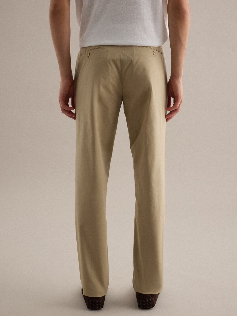Pantaloni in cotone elasticizzato beige regular fit_3