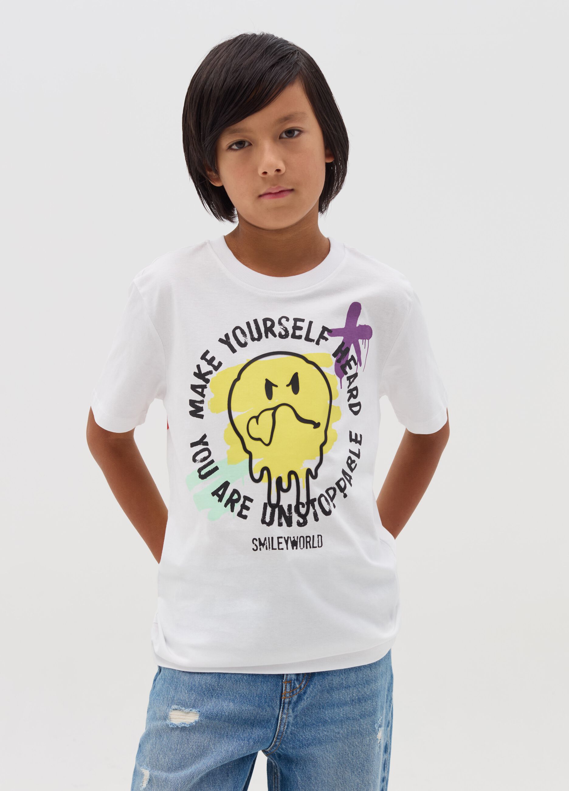 Cotton T-shirt with SMILEYWORLD® print