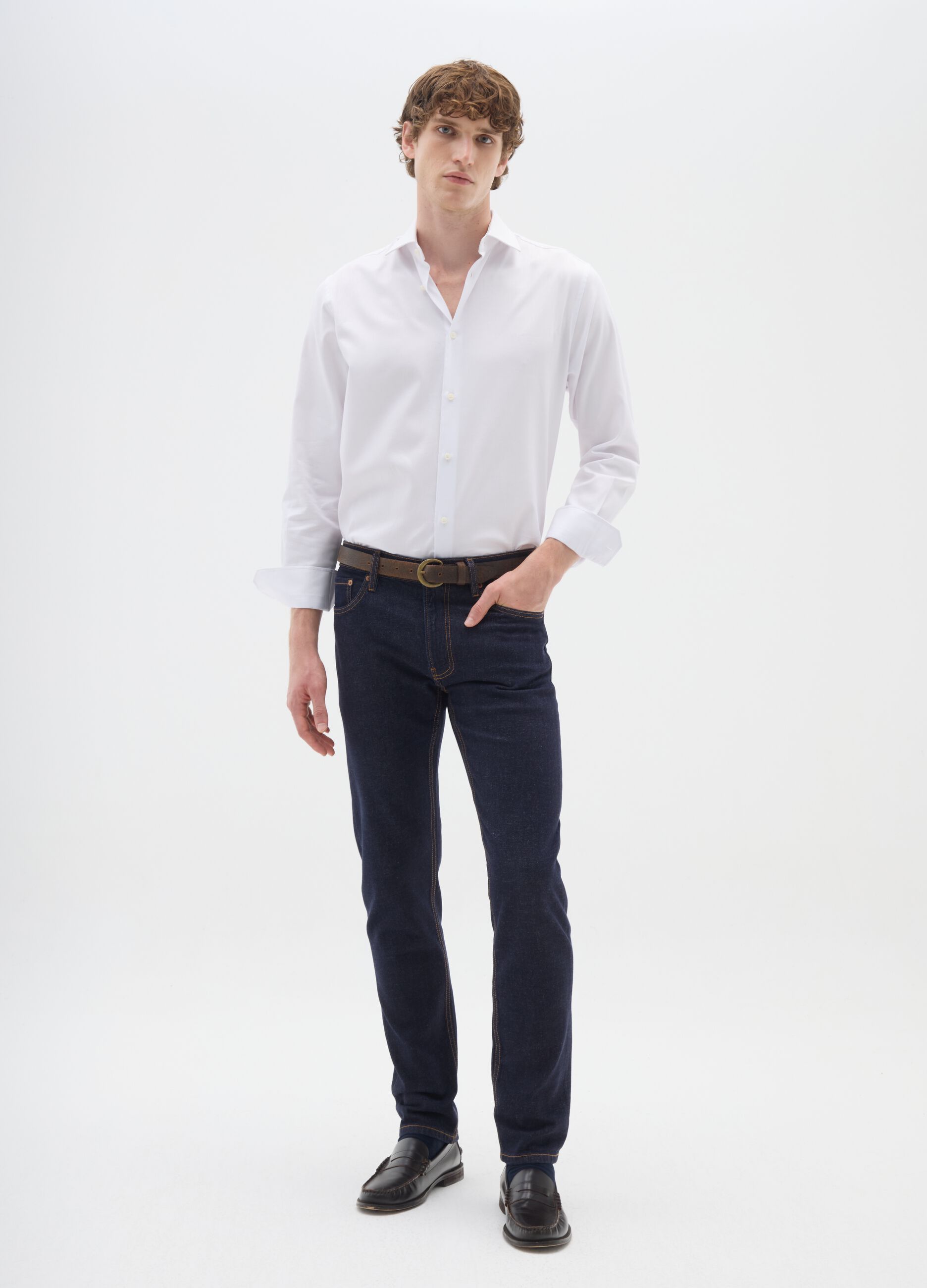 Jeans blu slim in denim elasticizzato