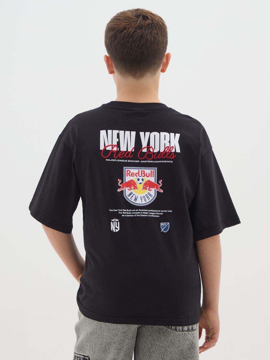 Children's pure black cotton oversized t-shirt with print_1