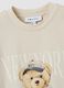 Beige relaxed-fit pure cotton T-shirt with teddy print_2