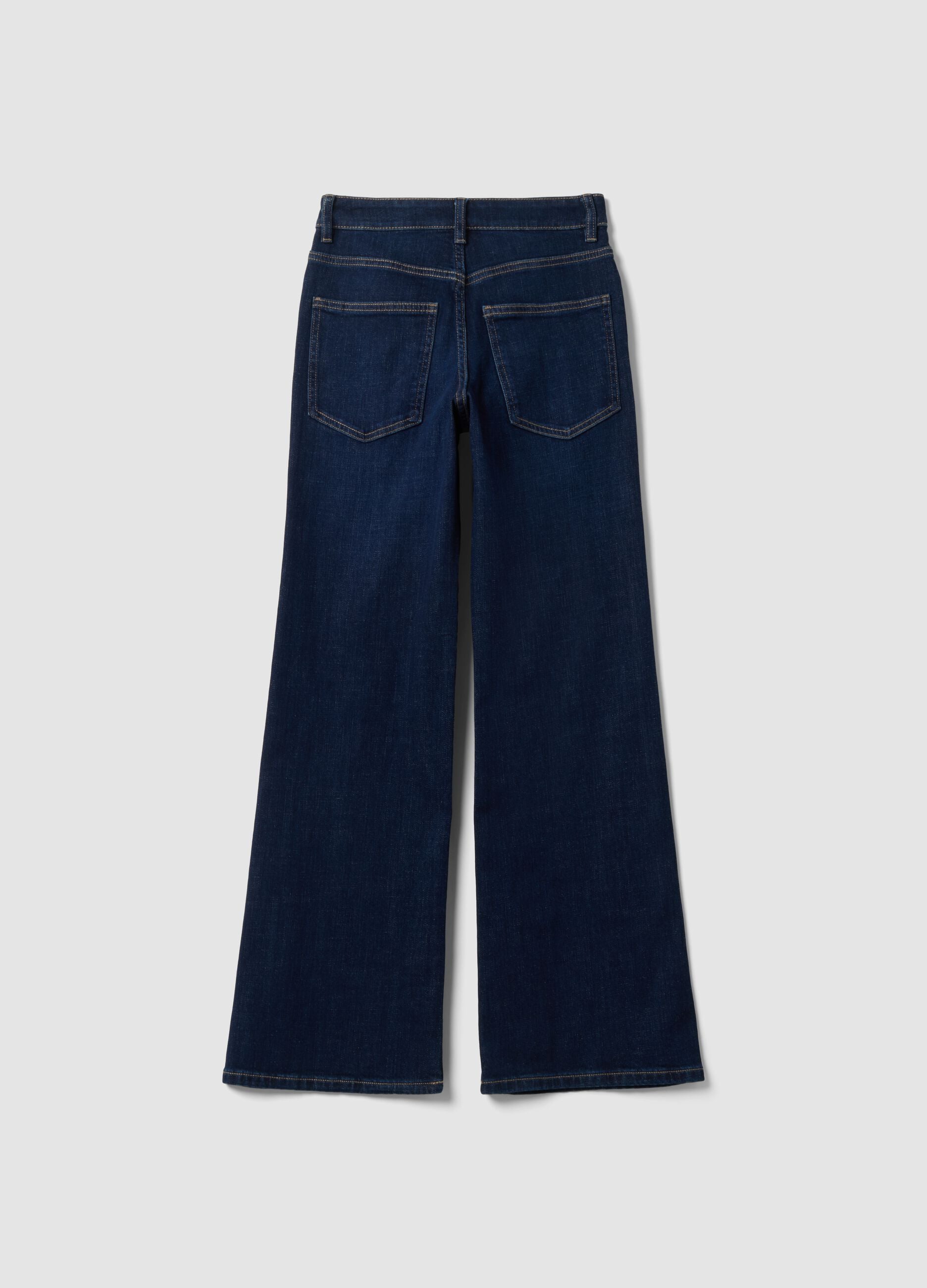 Blue stretch cotton wide-leg jeans