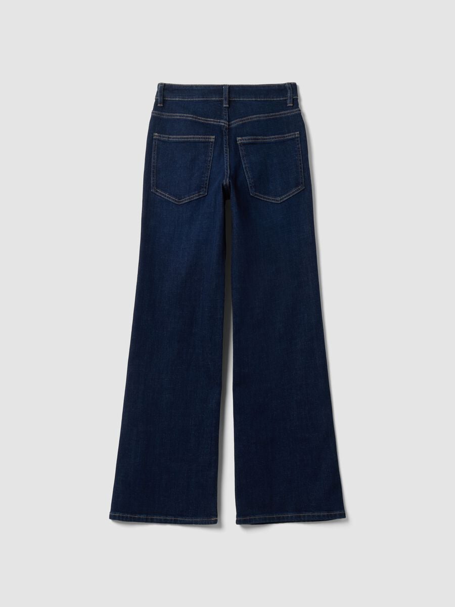Blue stretch cotton wide-leg jeans_6