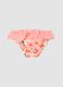 Pink stretchy fabric swim briefs with ruffles for baby girls_1