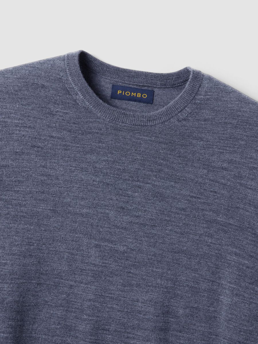 Grey crew-neck pure merino wool jumper, regular fit_5