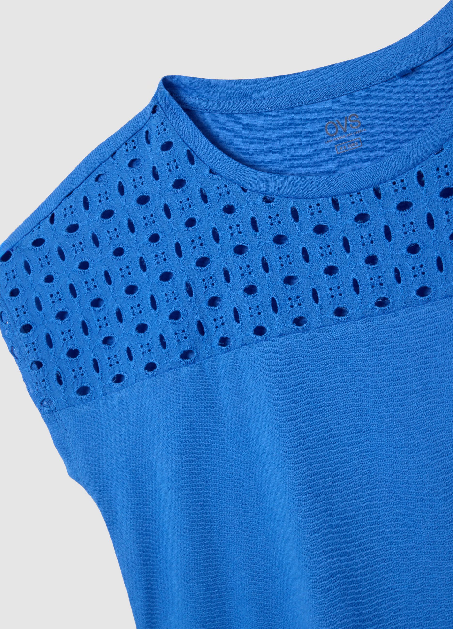 Women's regular fit pure cotton blue T-shirt