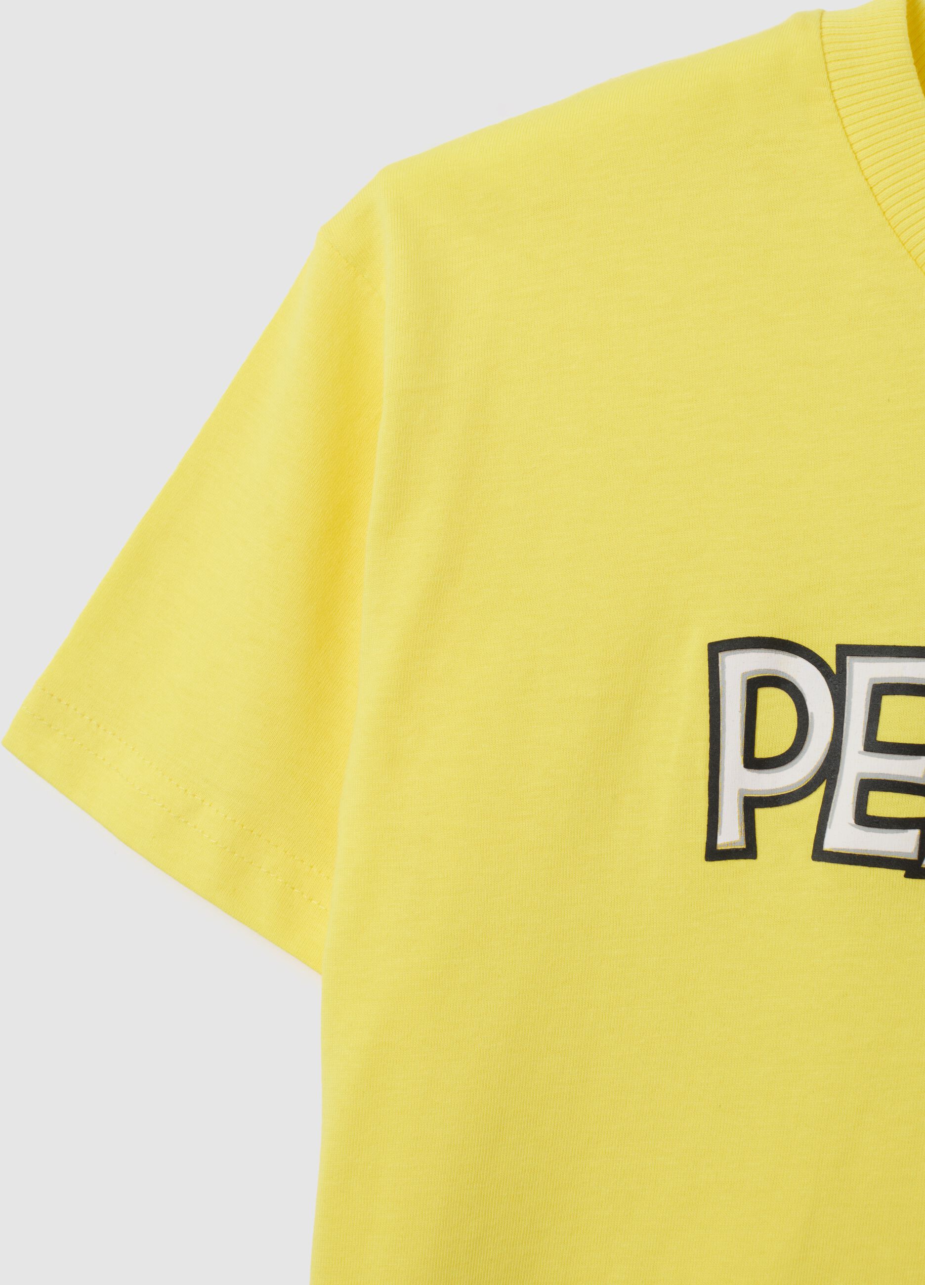 T-shirt da bambino in puro cotone gialla regular fit