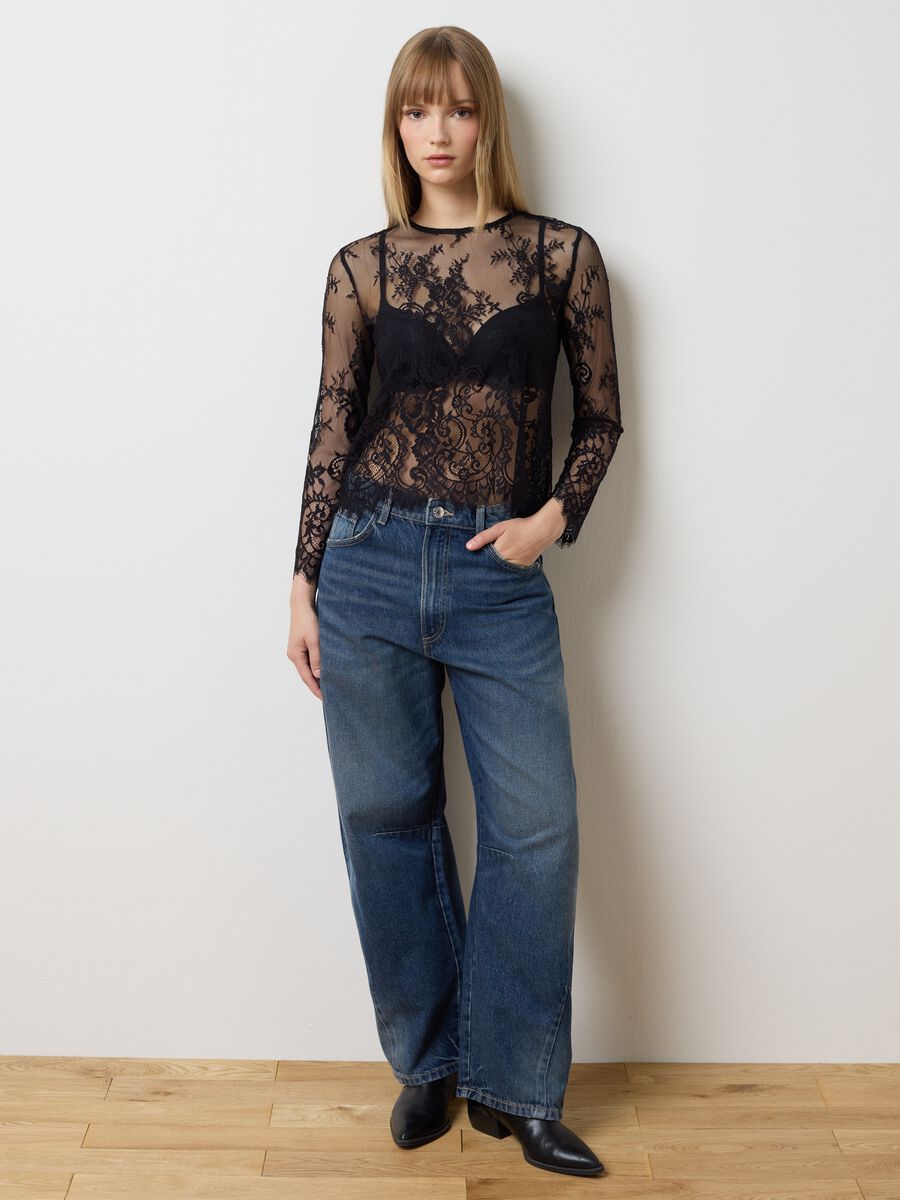 Black top with sheer lace_1