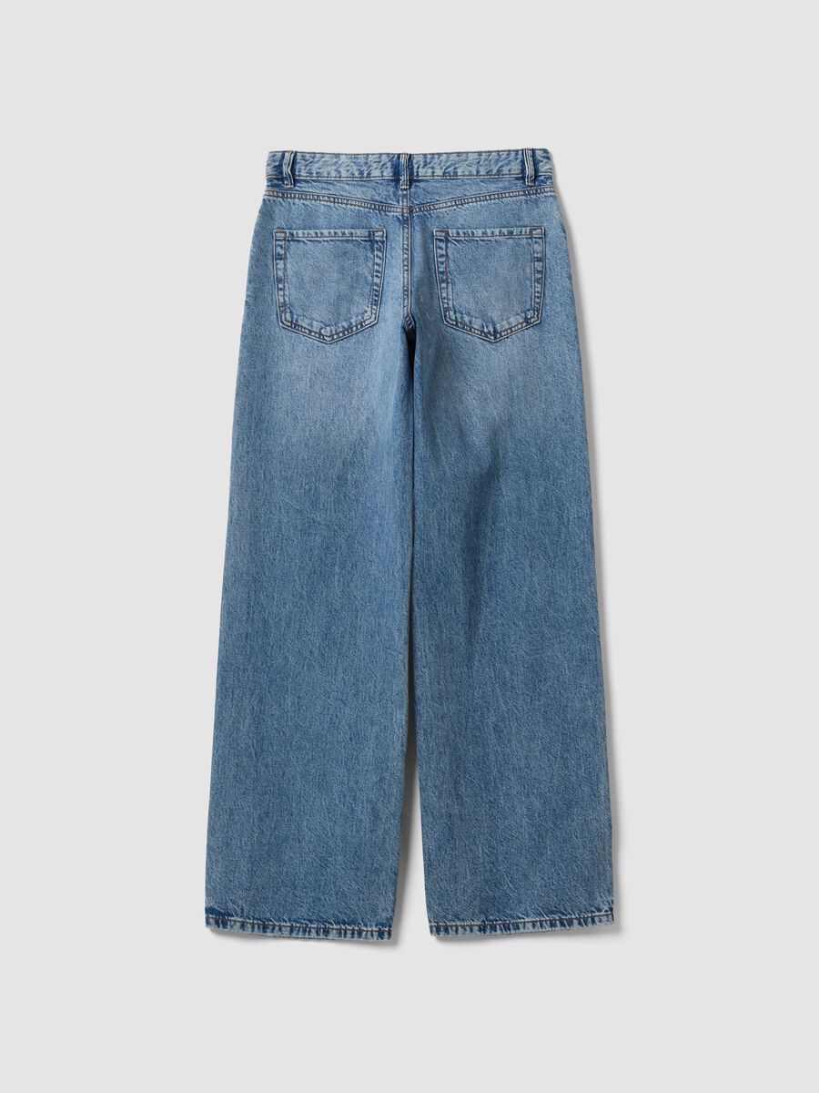 Jeans denim azzurri blu wide leg in puro cotone_1