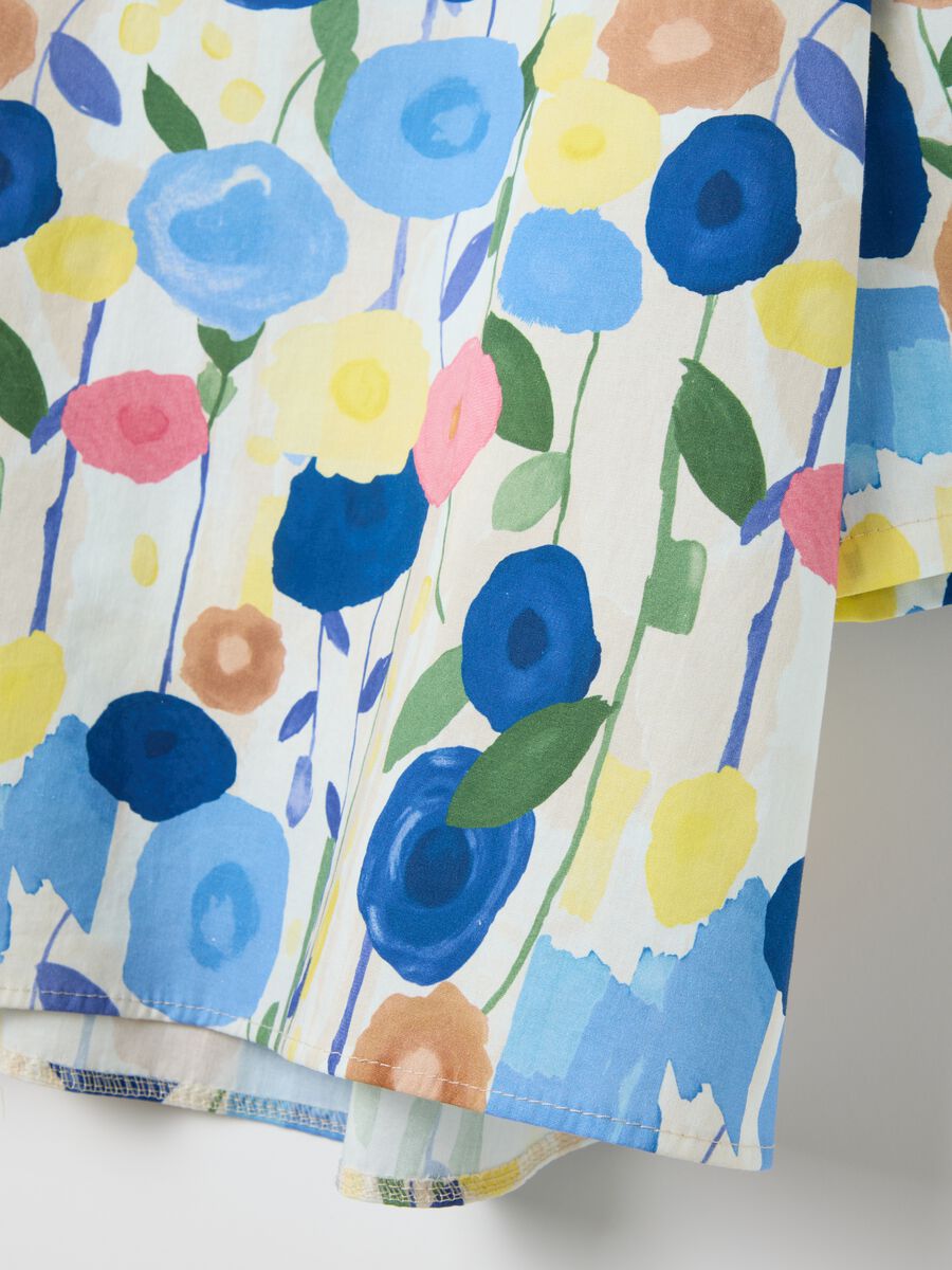 Multi-colour floral stretch cotton blouse_5
