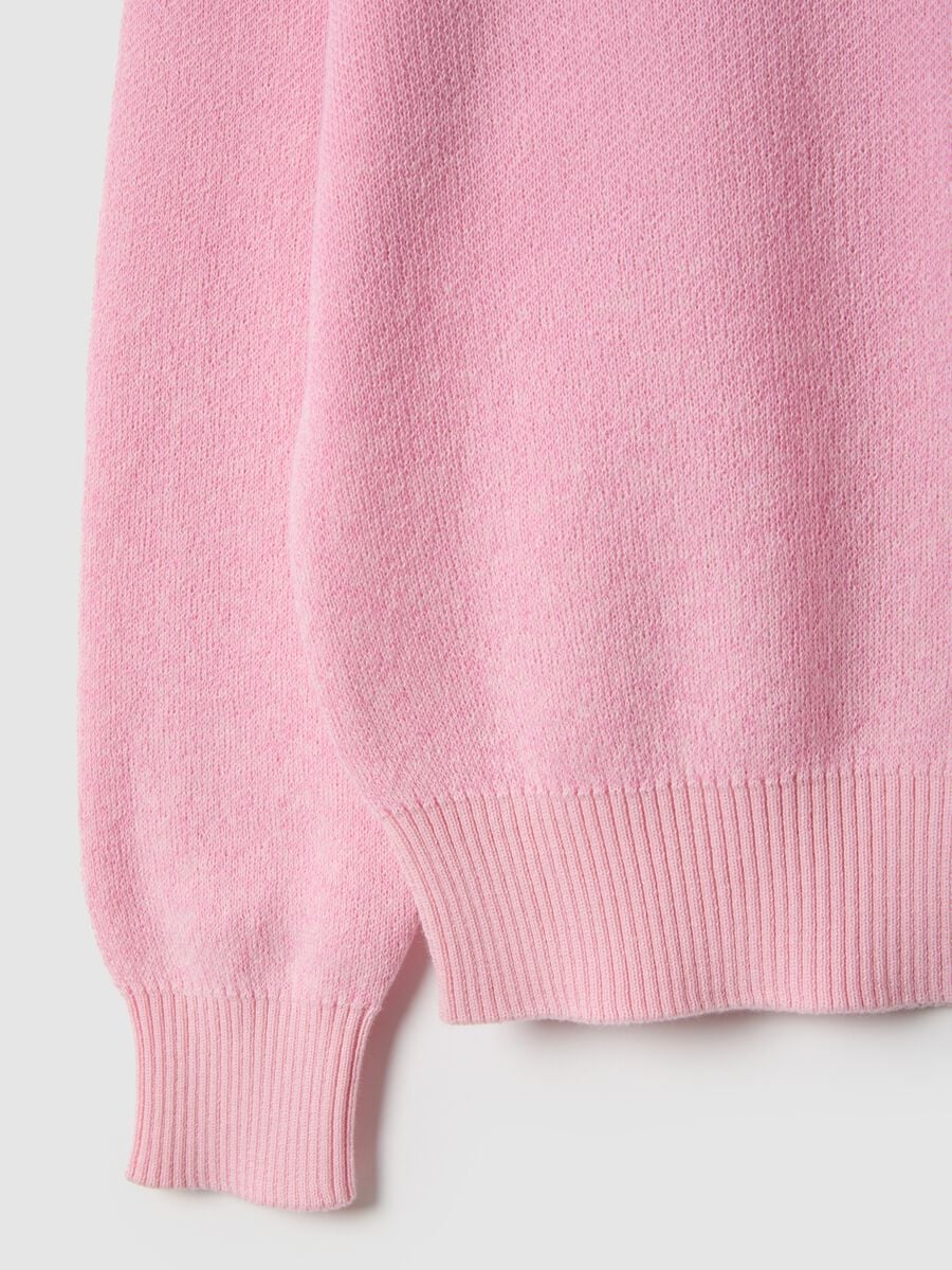 Maglione in puro cotone rosa da bambina regular fit con motivo sfumato_3