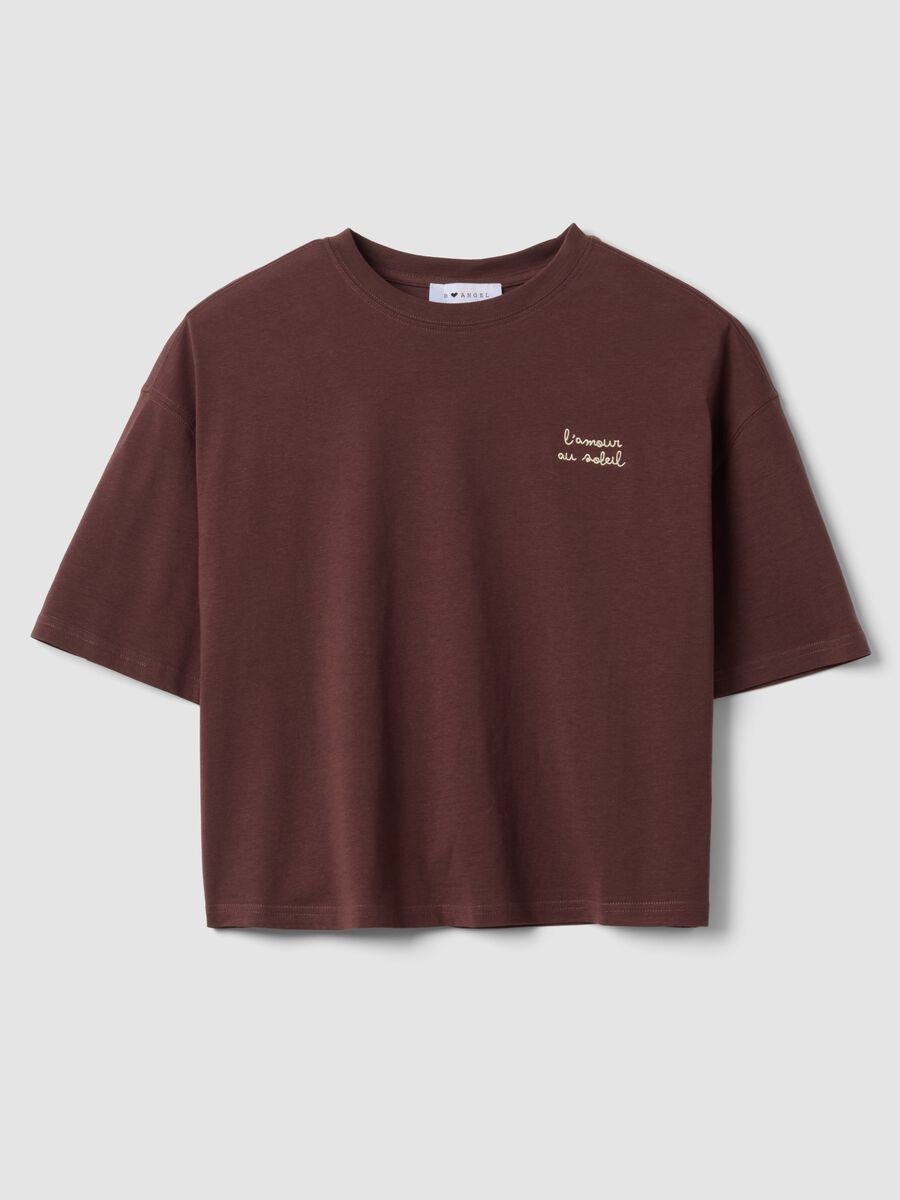 Brown pure cotton short-sleeve T-shirt_4