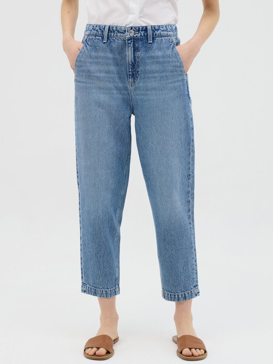 Blue carrot-fit jeans in cotton_1