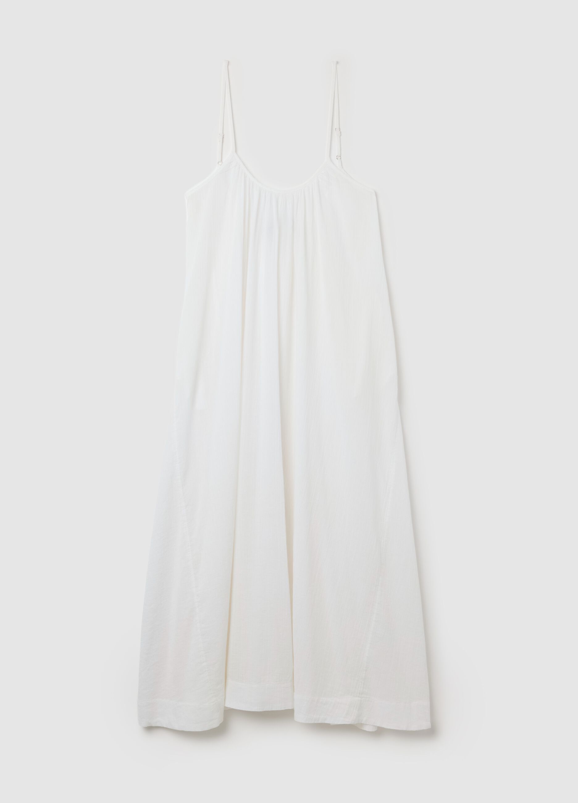 Women's full-length white dress in 100% cotton