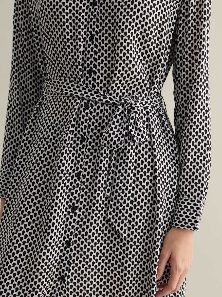 Shirt dress in viscose with micro print_3