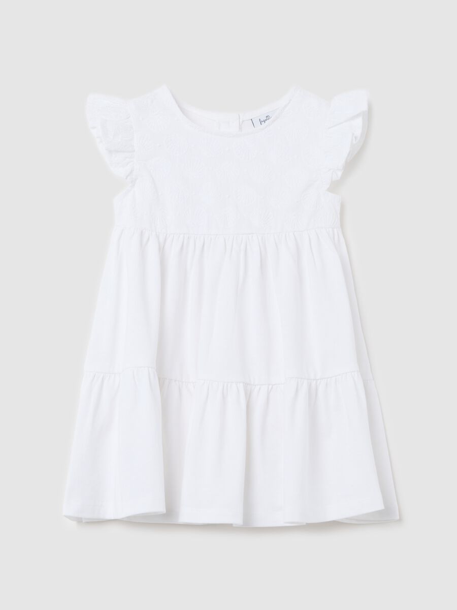 White tiered dress in cotton_0