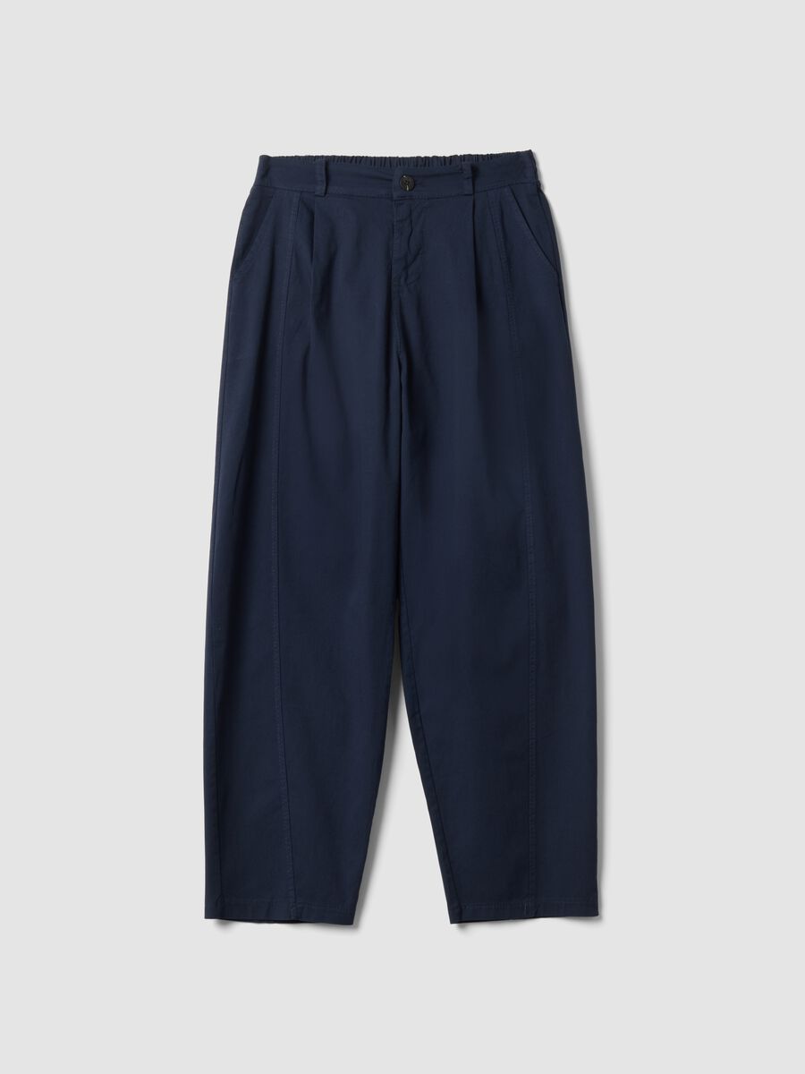 Blue stretch cotton trousers_0