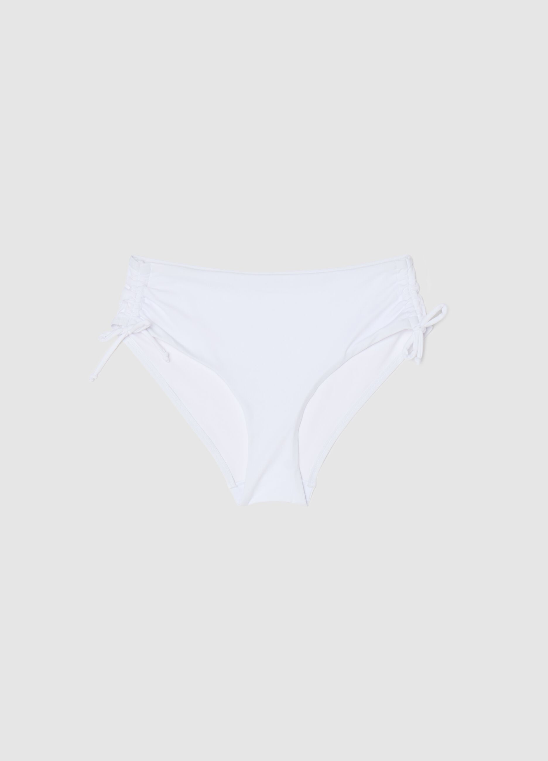 White bikini briefs with gathering