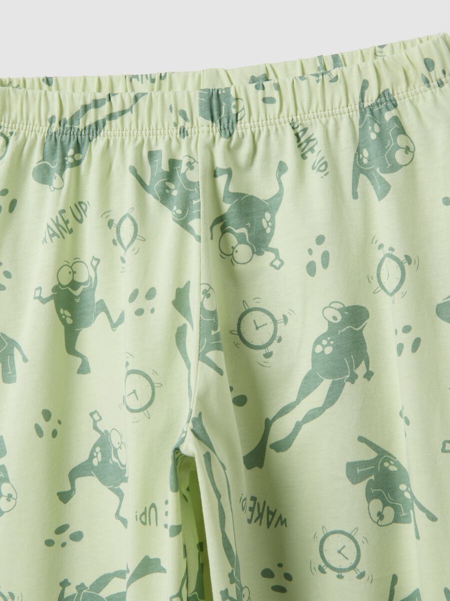 Children's regular fit green pure cotton pyjamas with prints_3