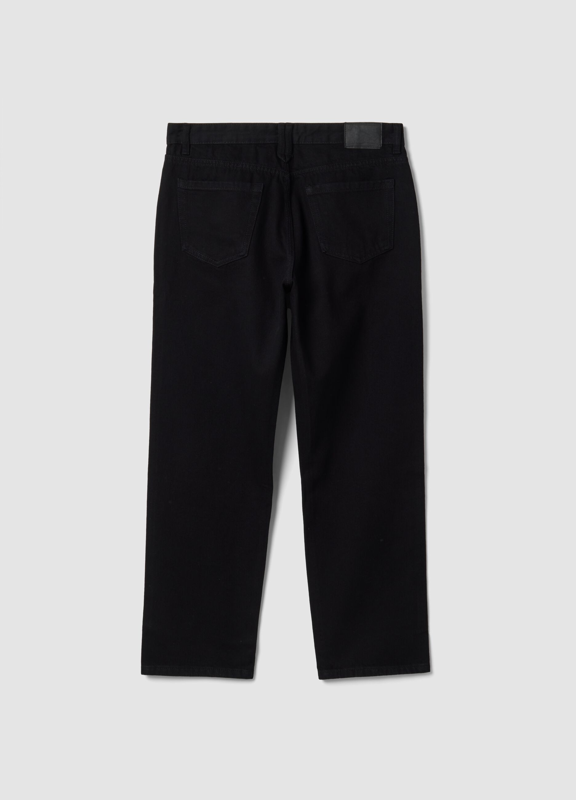 Black denim jeans in pure cotton, relaxed fit