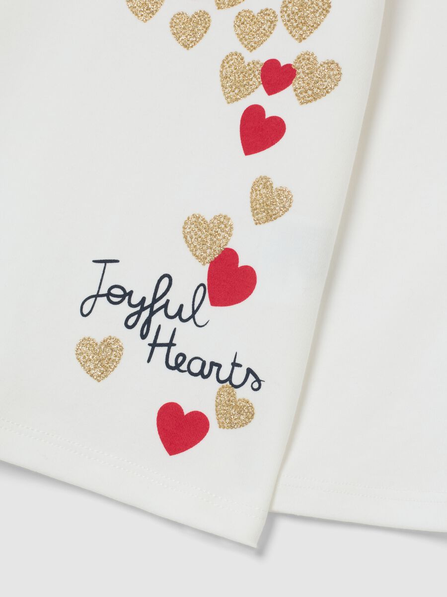 White cotton baby girl top with glitter print, regular fit_3