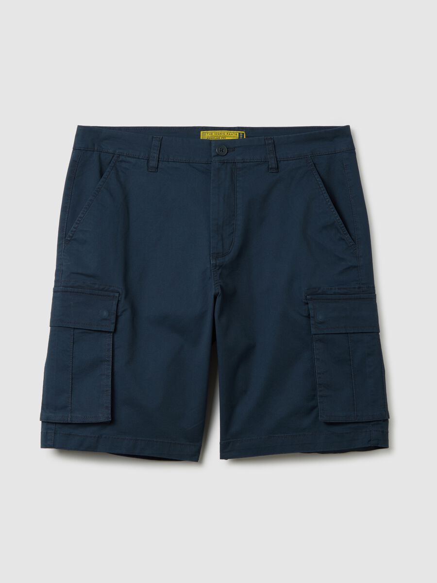 Men's regular fit blue cotton shorts_0