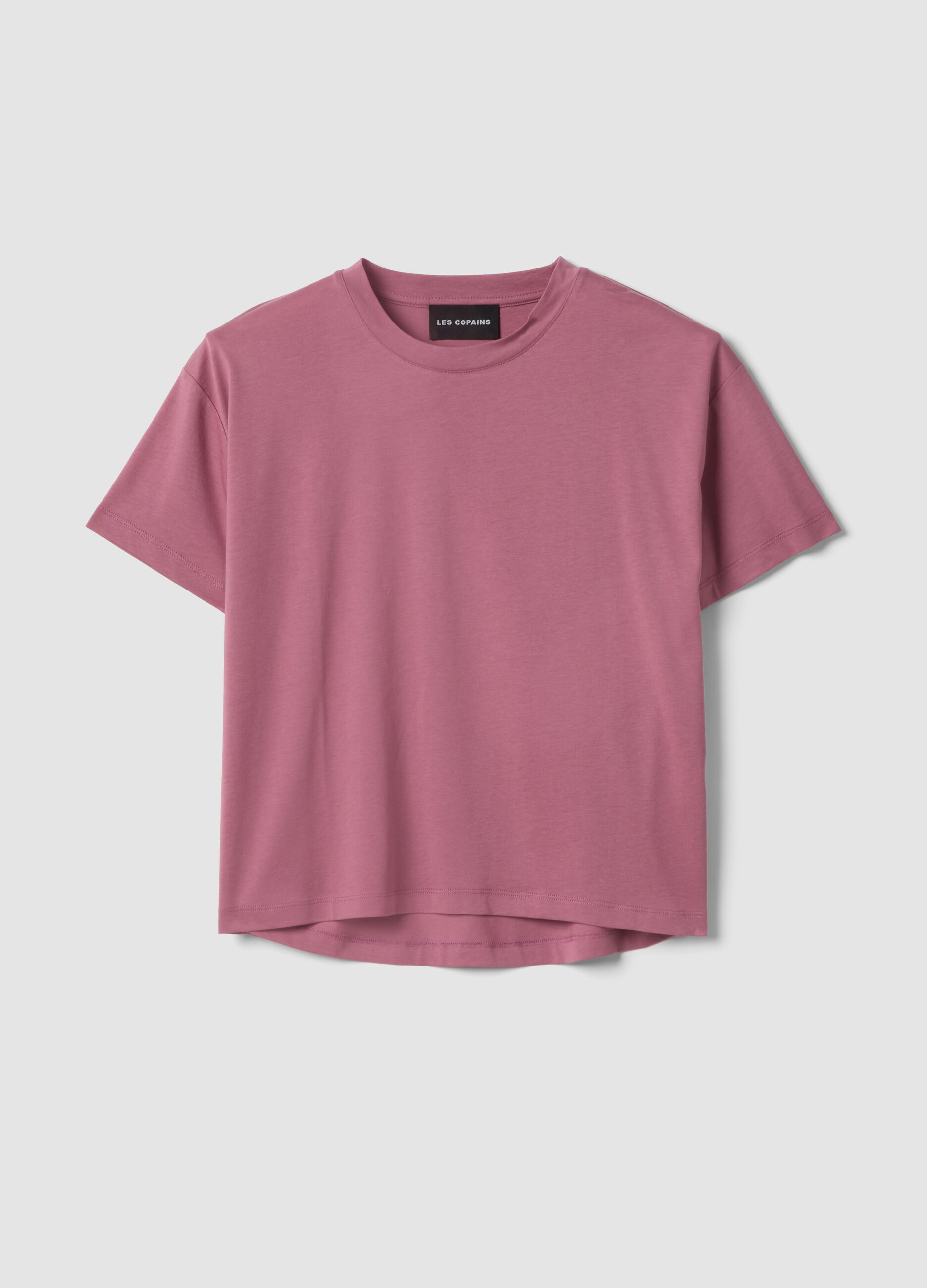 Pink short-sleeve T-shirt in lyocell and cotton blend