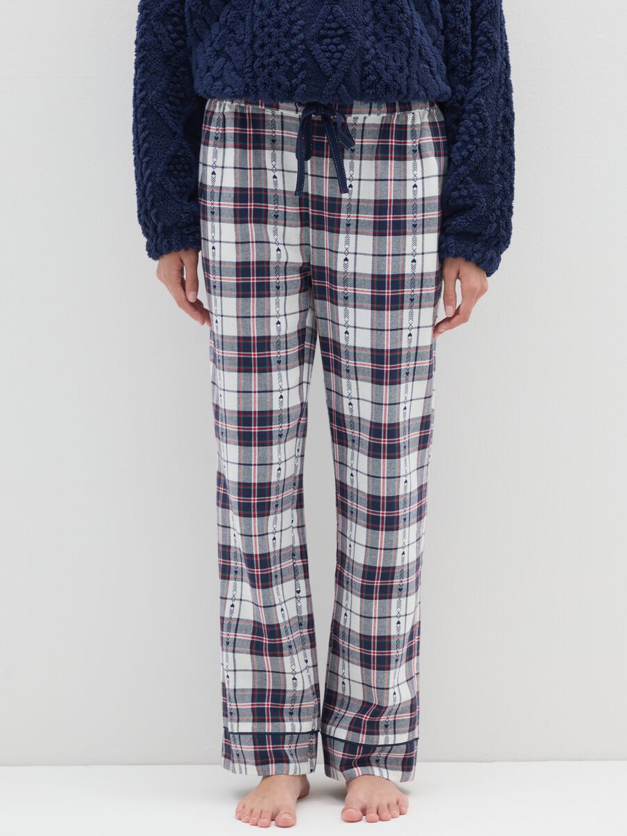 Multicolour plaid flannel pyjama trousers regular fit_1