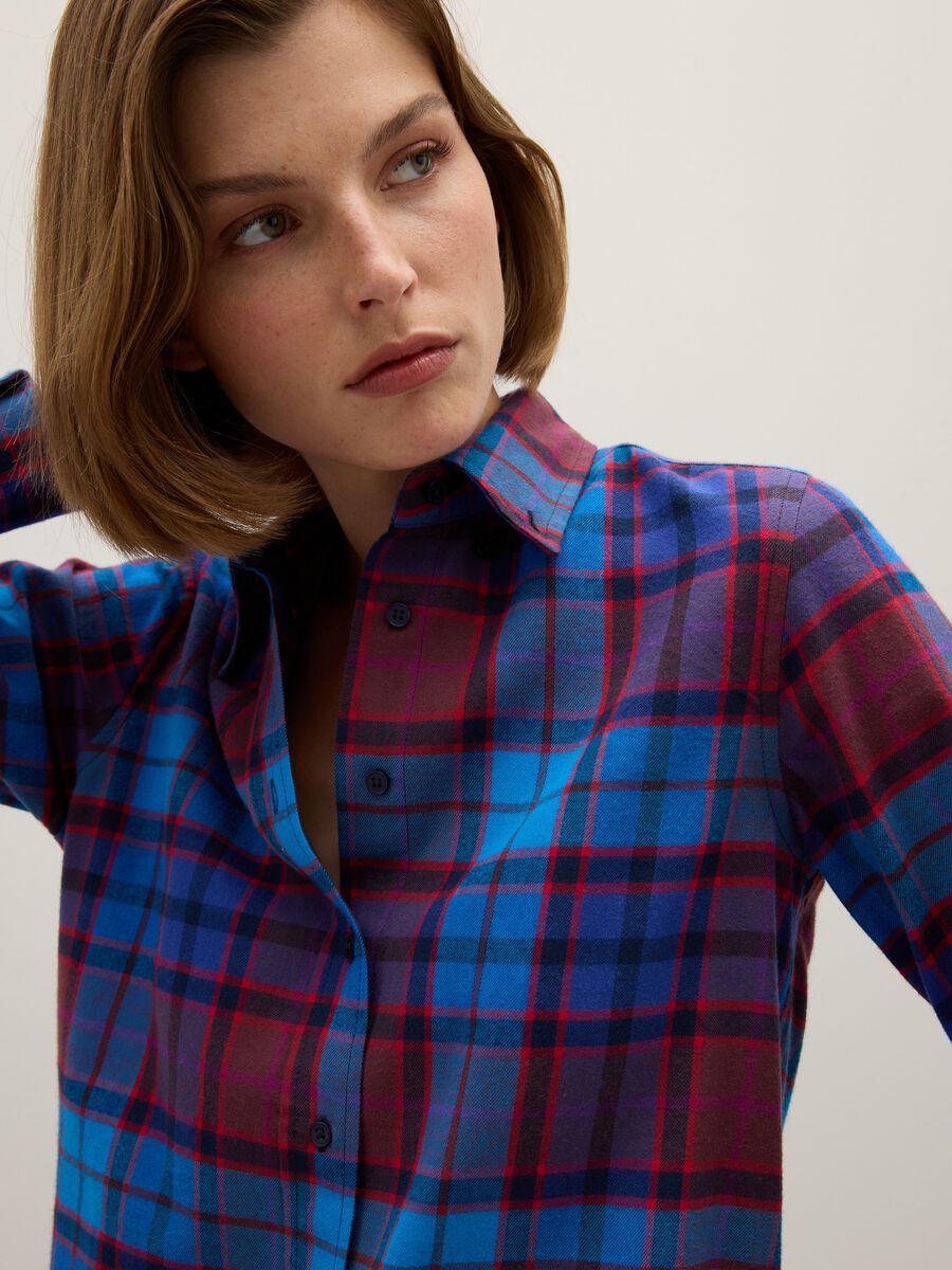 Camicia a quadri multicolor in puro cotone e flanella_3