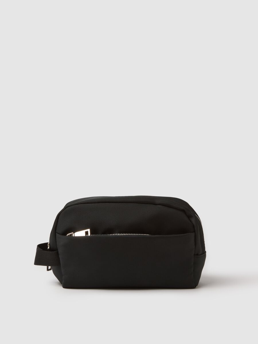 Compact black nylon utility bag with zipper_0